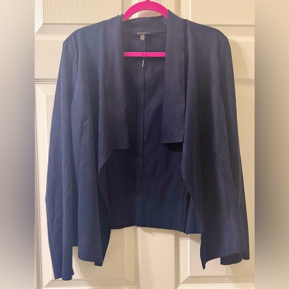 Raffinalla Faux Suede Navy Cropped Jacket - Picture 1 of 4